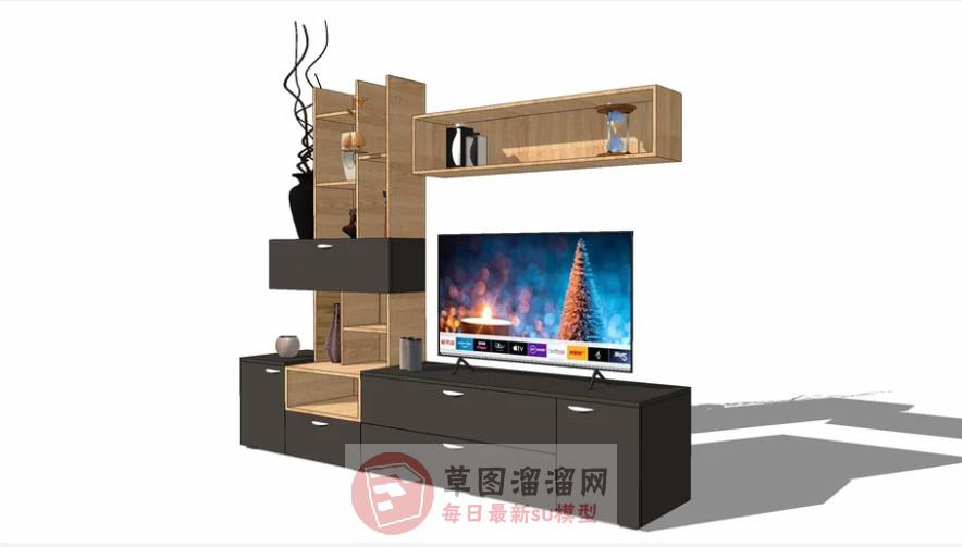 电视柜电视机花瓶SU模型