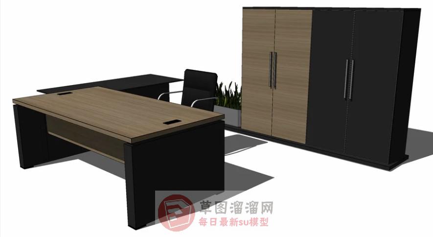 办公家具大班台柜子SU模型