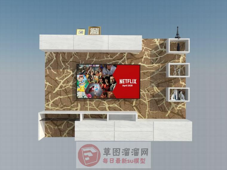 电视柜背景墙SU模型