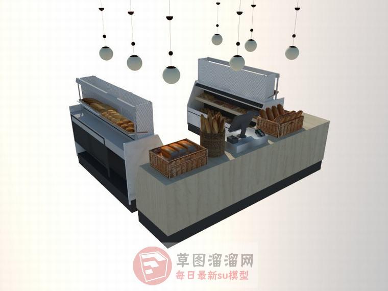 面包店展柜展示柜SU模型