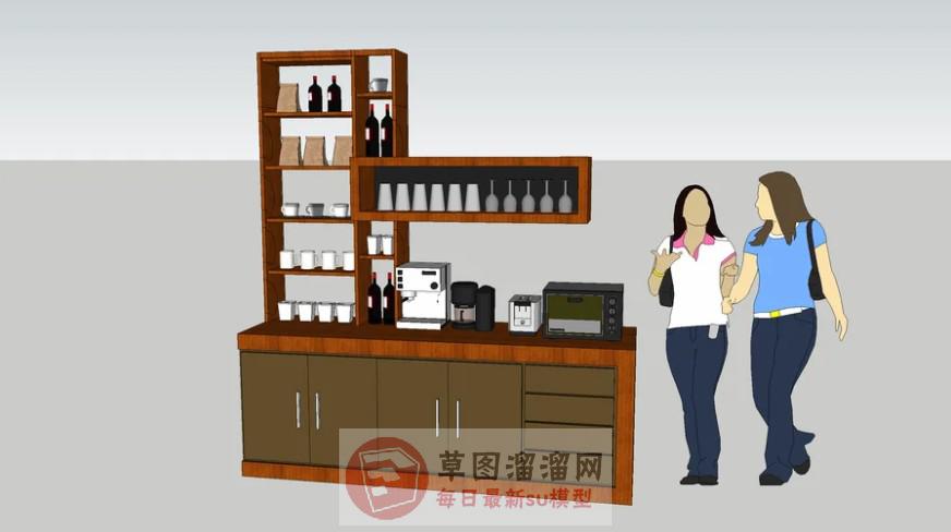 酒柜高脚杯玻璃杯SU模型