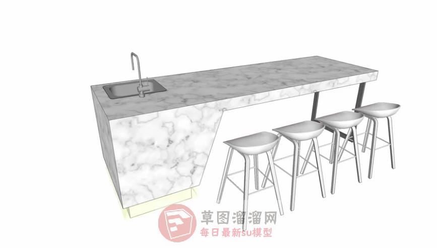 吧台岛台水槽SU模型
