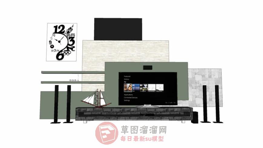 电视柜电视机SU模型