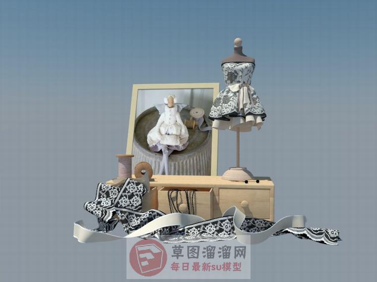 服装柜礼服装饰SU模型
