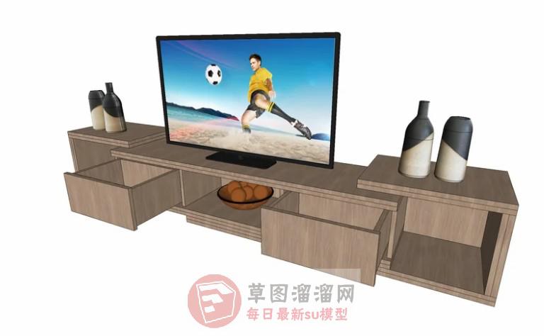 电视柜电视机花瓶SU模型