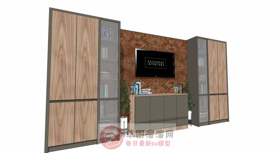 组合柜电视柜背景墙SU模型