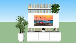 电视柜花盆小鸟SU模型