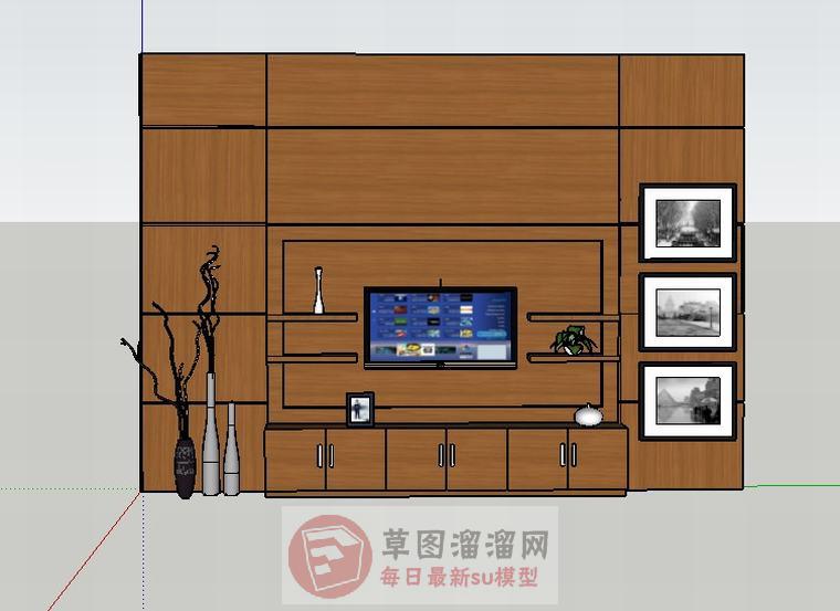 电视柜电视墙SU模型