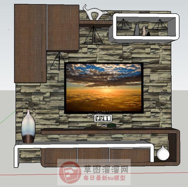 电视柜工艺品花瓶SU模型