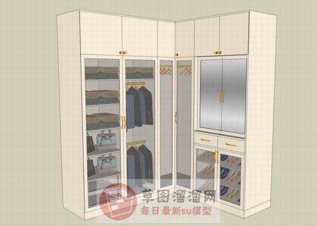 L型衣帽柜鞋帽柜SU模型