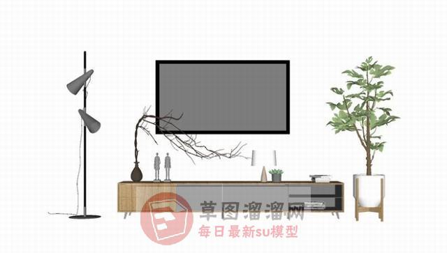 电视柜花瓶落地灯SU模型