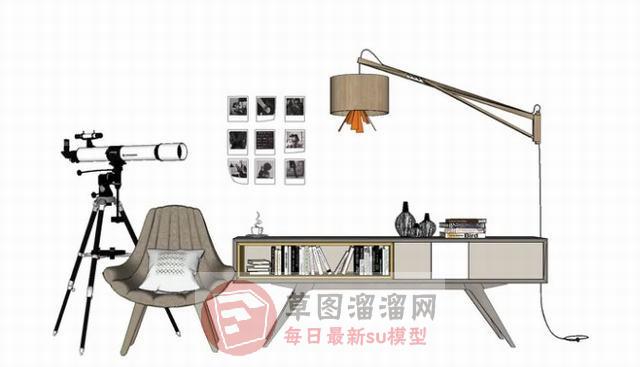 边桌柜壁灯工艺品SU模型