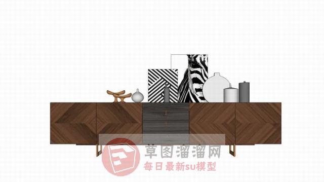 边桌柜装饰柜工艺品SU模型