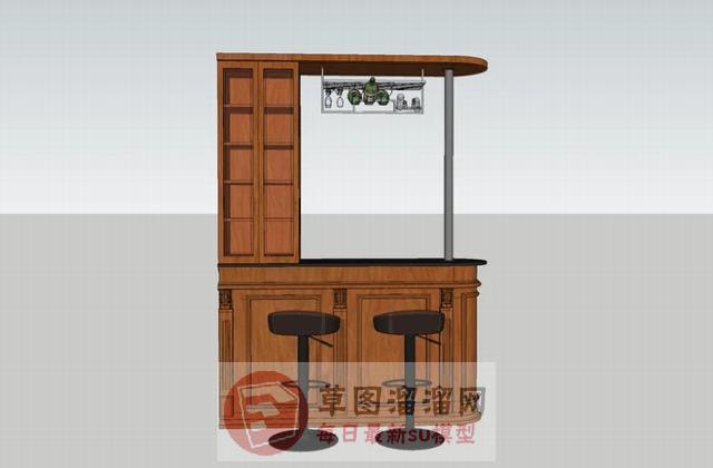 木质吧台柜SU模型