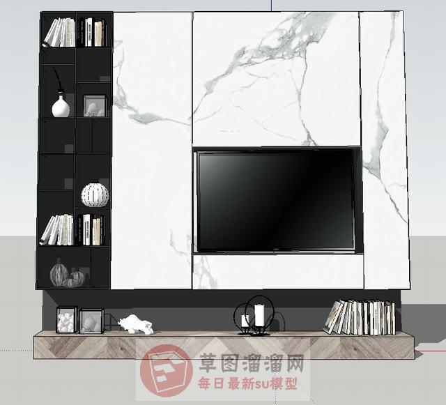 电视柜电视背景墙工艺品SU模型
