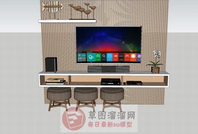 电视柜工艺品电视机SU模型