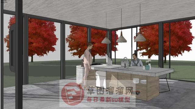 早餐吧台SU模型