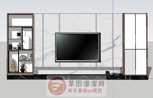 电视墙电视柜工艺品SU模型