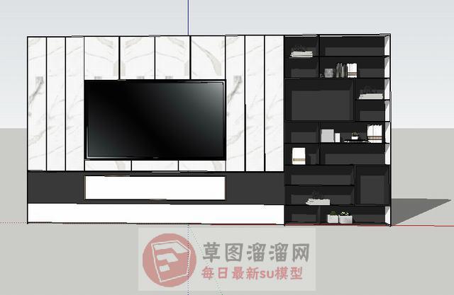 电视柜电视背景墙置物架SU模型