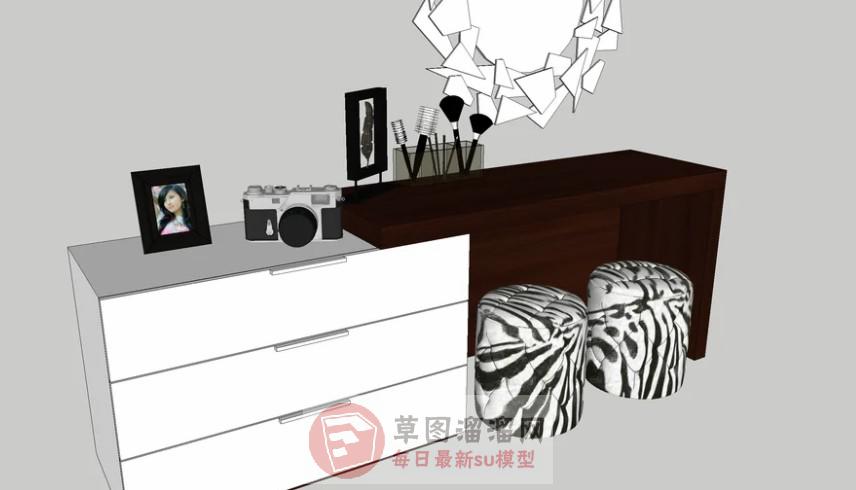 梳妆台梳妆柜梳妆桌SU模型