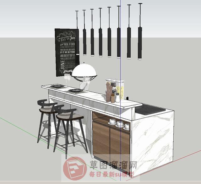 吧台吊灯筒灯SU模型