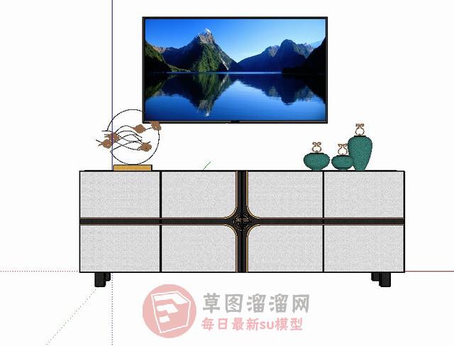 中式装饰柜边桌柜SU模型