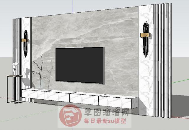 电视墙电视柜SU模型