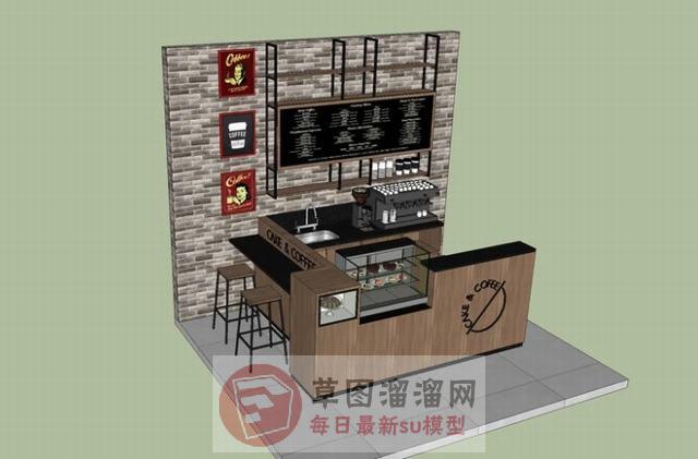 蛋糕柜咖啡前台SU模型