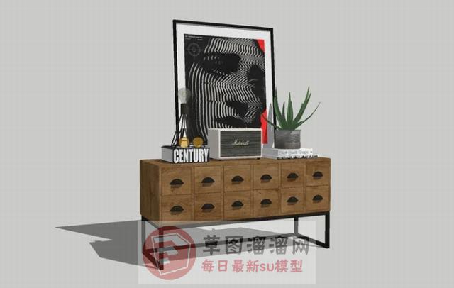 边桌柜装饰品SU模型