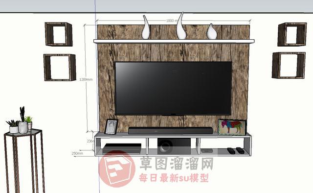 电视柜花盆SU模型