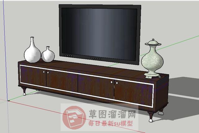 电视柜电视机花瓶SU模型