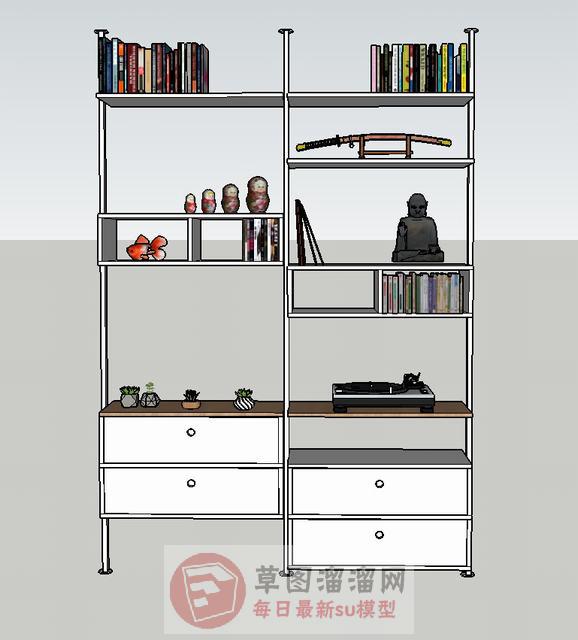 书架书本工艺品SU模型