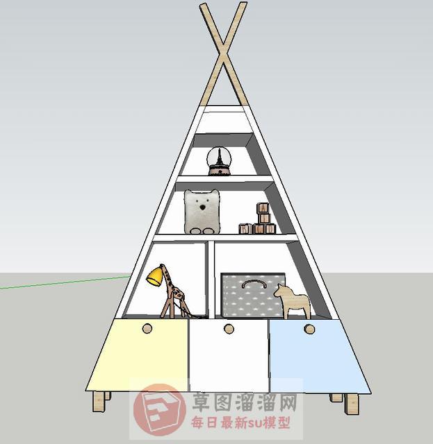 儿童书柜置物柜SU模型