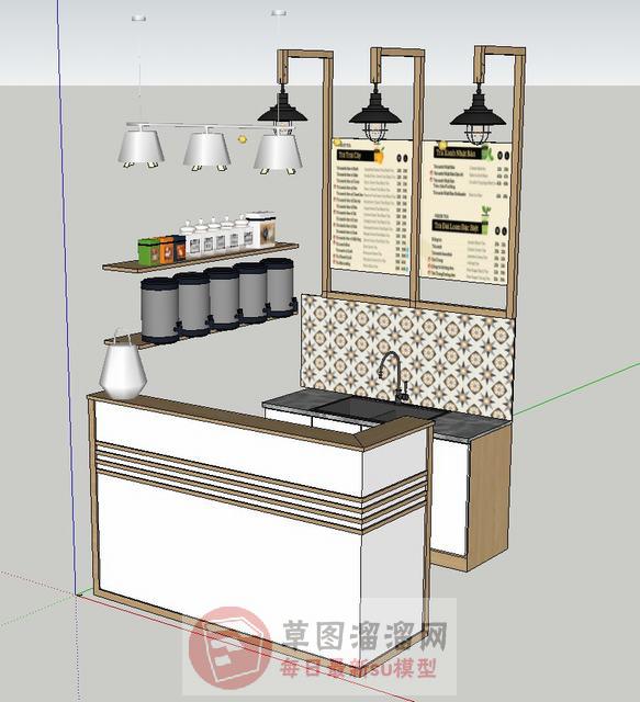 奶茶店前台柜SU模型
