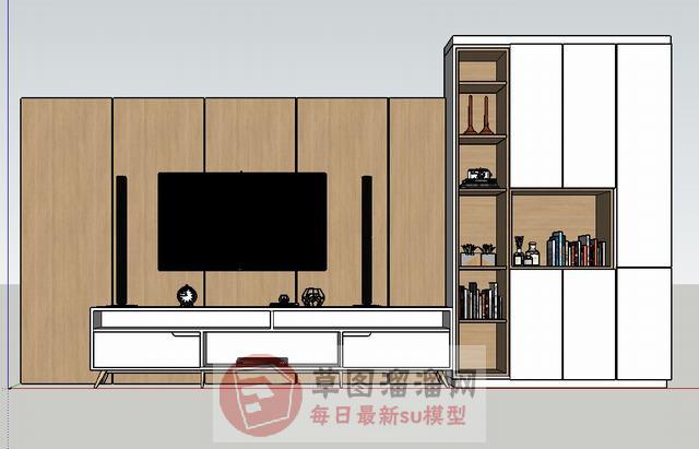 电视柜电视机书本SU模型