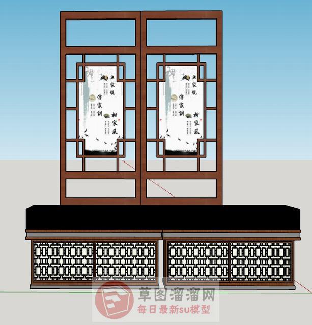 中式展示柜子SU模型