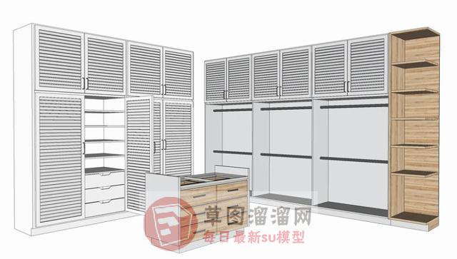 衣柜组合柜衣帽柜SU模型