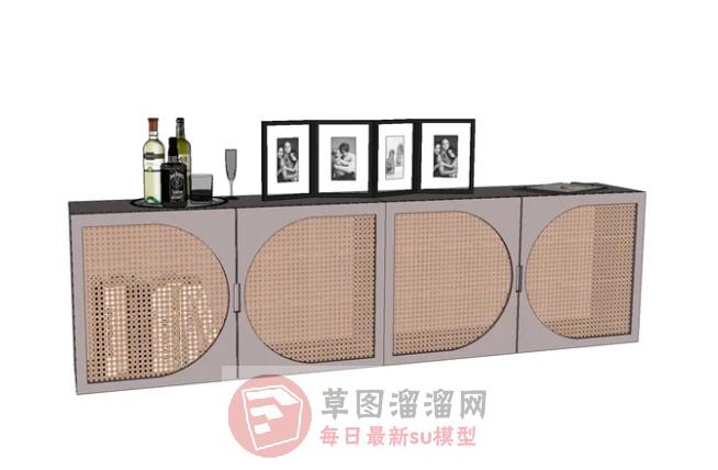 装饰柜边桌柜酒瓶SU模型