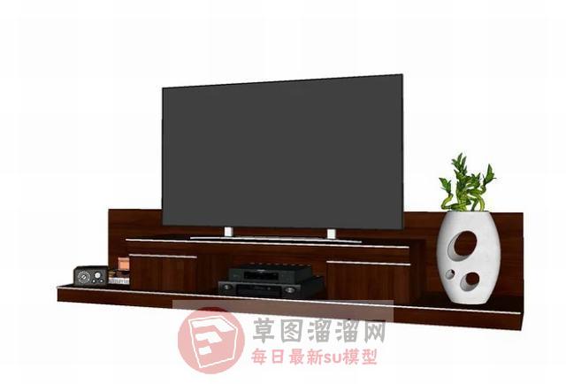 电视柜电视机花瓶SU模型
