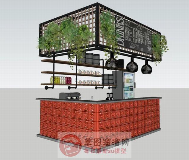 咖啡前台柜SU模型