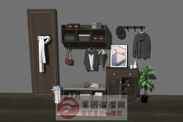 古典装饰鞋帽柜SU模型