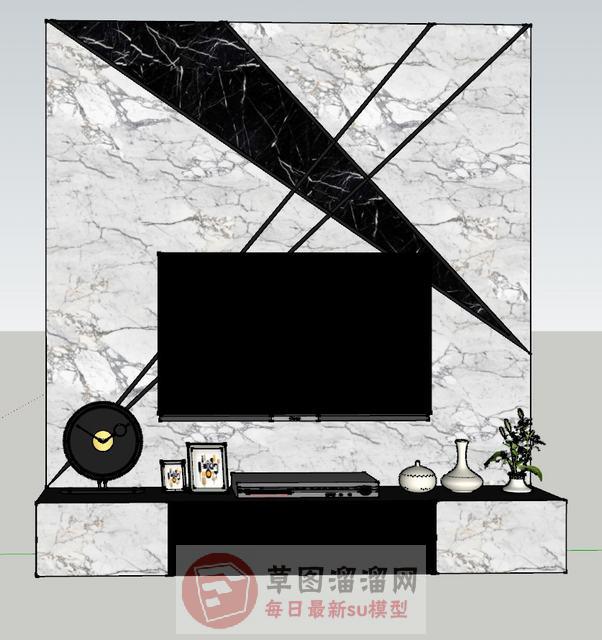 电视柜背景墙SU模型