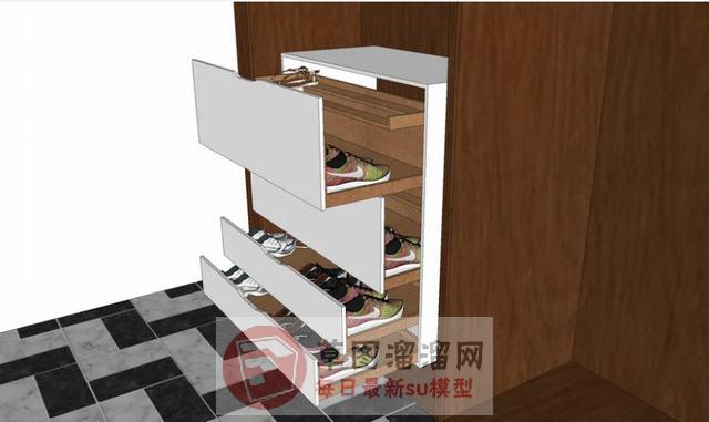 嵌入式鞋柜柜子SU模型