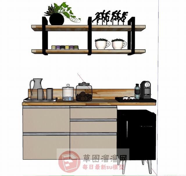 咖啡柜柜子运动人物SU模型
