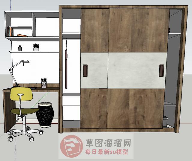衣柜书桌组合柜SU模型