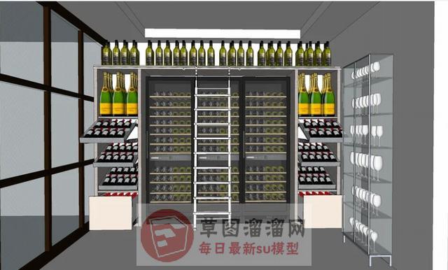 香槟酒柜高脚杯SU模型