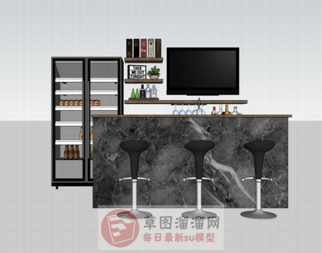 酒吧吧台前台柜SU模型