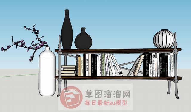边桌柜书本花瓶SU模型