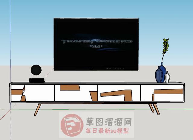 电视柜电视机花瓶SU模型