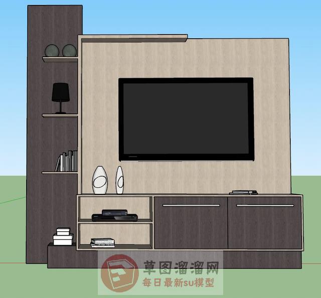 电视柜背景墙花瓶SU模型